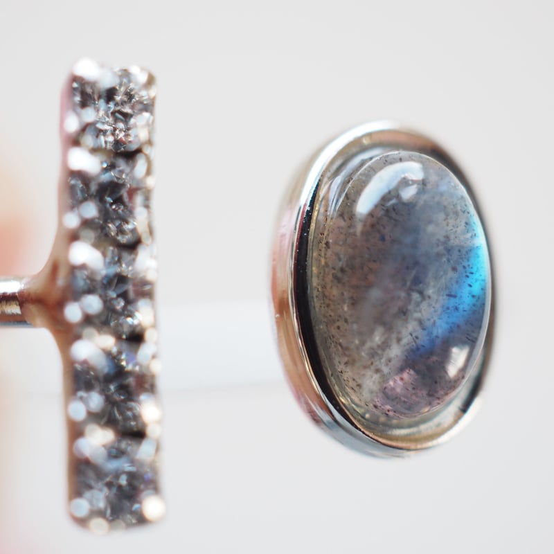 本物紫陽花❤️スワロ使用♪シルバーリングのキラキラヘアピン❤️ シルバー925 キラキラリング ストーンリング gold 18KGP