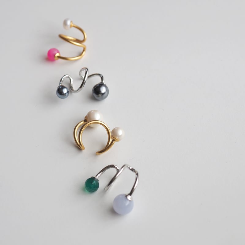 ダブルスフィアイヤーカフ(パール) | Pink Owl Bijou ダブルスフィアイヤーカフ(パール) | Pink Owl Bijou