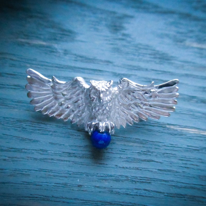 銀の滴ふるふる-アイヌの神謡-梟のブローチ | Healing Aqua Jewelry & 