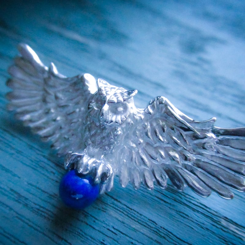 銀の滴ふるふる-アイヌの神謡-梟のブローチ | Healing Aqua Jewelry & 