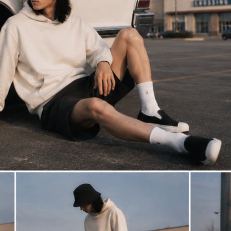 " BLANK " CREW NECK HOODIE WHITE
