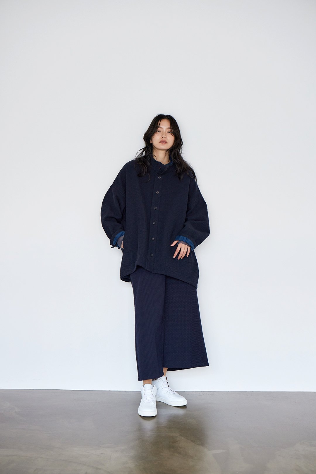 Sashiko Reversible Jacket 刺し子織 リバーシブルJK / Nav