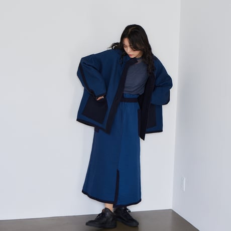 [受注] Sashiko Reversible Jacket 　刺し子織  リバーシブルJK / Navy