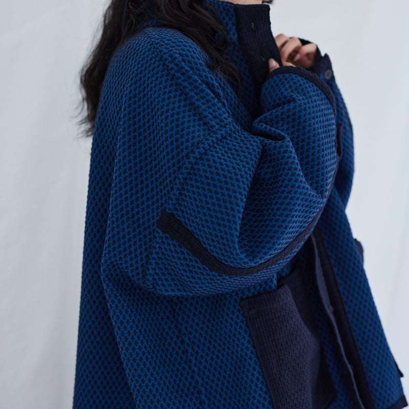 Sashiko Reversible Jacket 刺し子織 リバーシブルJK / Nav