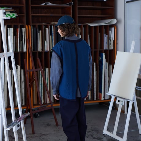 [受注] 刺し子織　リバーシブルジレ Sashiko Reversible Gilet / Navy