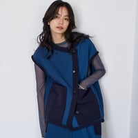 刺し子織　リバーシブルジレ Sashiko Reversible Gilet / Navy