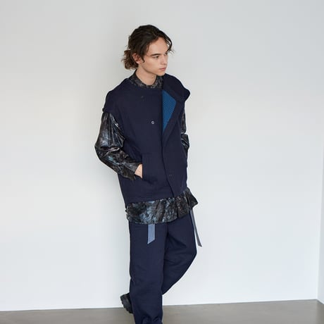 [受注] 刺し子織　リバーシブルジレ Sashiko Reversible Gilet / Navy