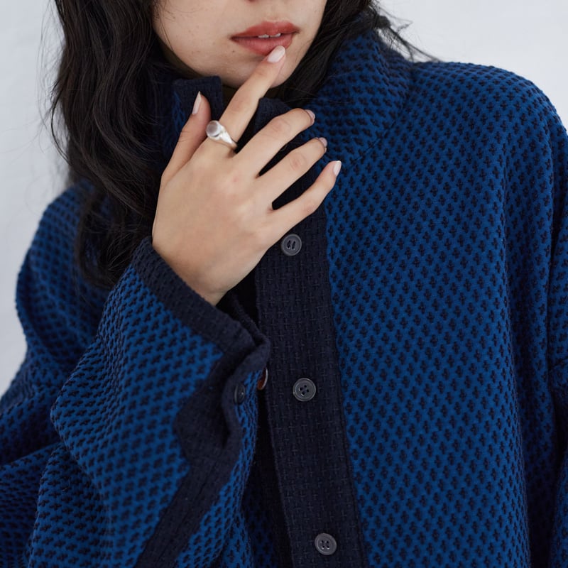 Sashiko Reversible Jacket 刺し子織 リバーシブルJK / Nav
