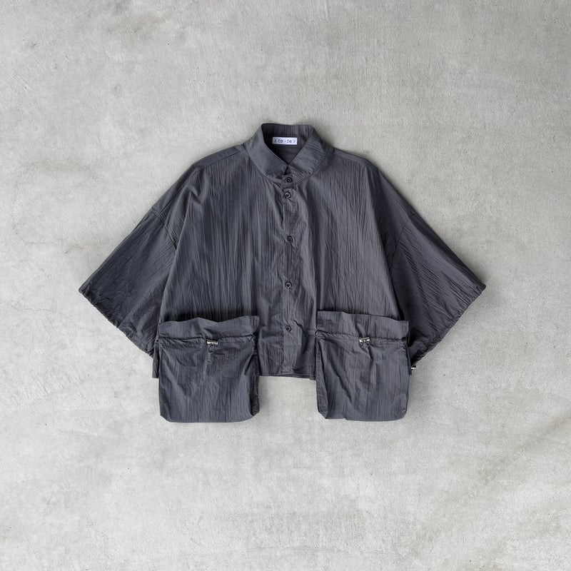 STUDIO R330 クロップドシャツ ショップ巾着付き hoodie