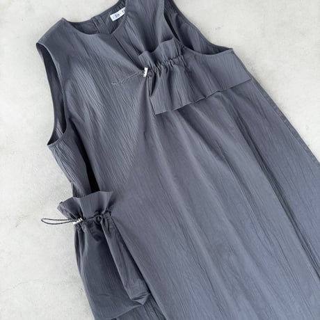 [受注] 巾着ポケット ワンピース Drawstring Pocket Dress / Brown