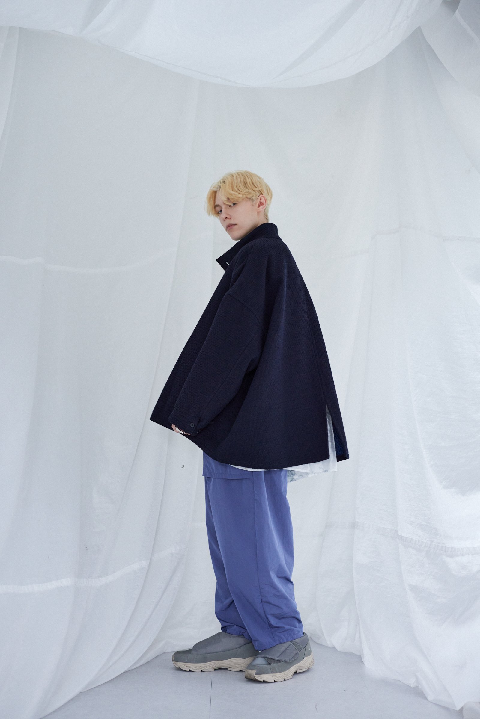 Sashiko Reversible Jacket 刺し子織 リバーシブルJK / Nav