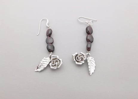 ガーネット&シルバー925　ピアス