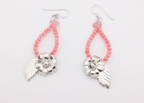コーラル＆シルバー925　ピアス