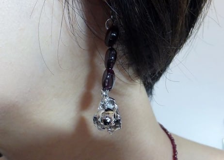 ガーネット&シルバー925　ピアス