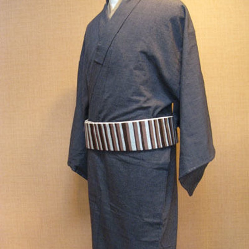 古布紬メンズ木綿着物（焦げ茶/単衣仕立て） | menya-fabric