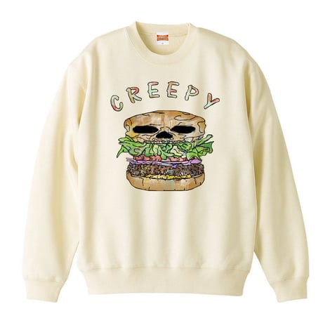 [スウェット] Creepy hamburger / Natural