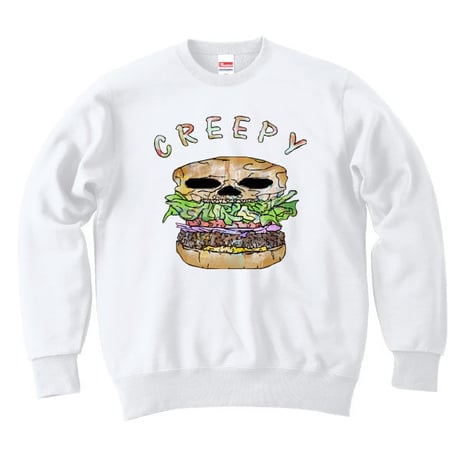 [スウェット] Creepy hamburger / white