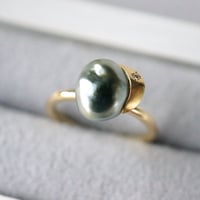 Tahitian Pearl Ring/Crescent/Diamond *