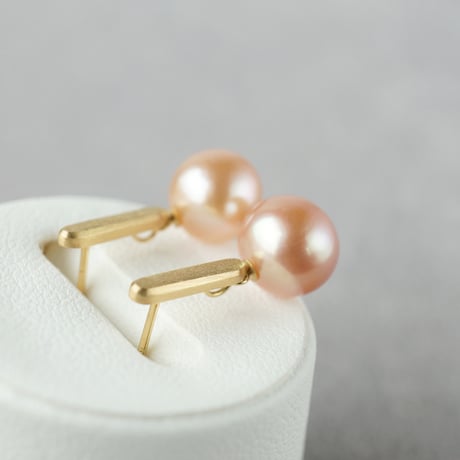 Freshwater Pearl Earrings/Orange/Bar