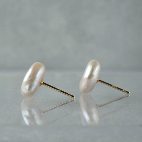 Freshwater Pearl Earrings/Coin■イヤリング対応あり■ *