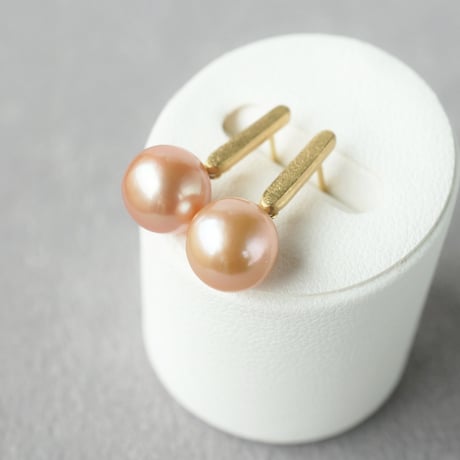Freshwater Pearl Earrings/Orange/Bar
