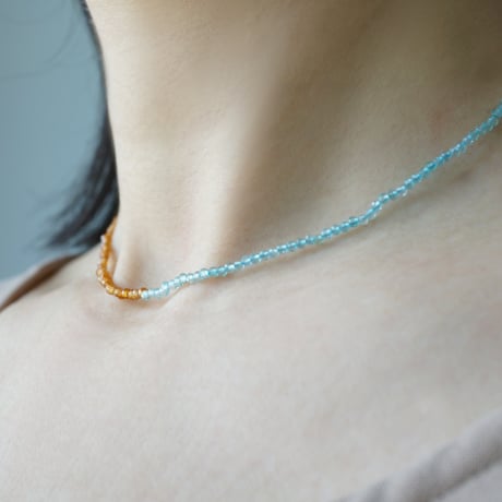 Hessonite x Apatite Necklace / K10