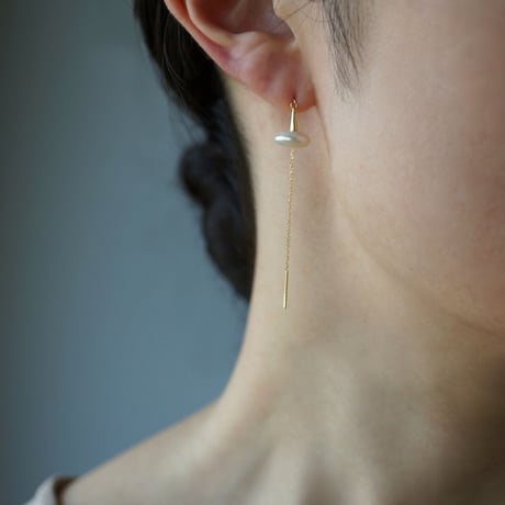 Freshwater Pearl Earring /Coin/Chain【Large】■イヤリング対応あり■ *
