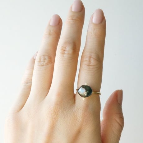 Tahitian Pearl Ring/Saturn/Diamond