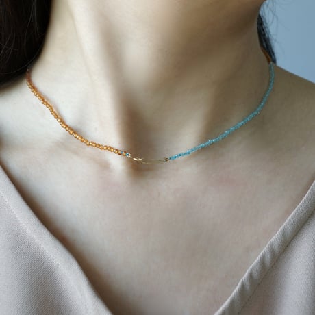 Hessonite x Apatite Necklace / K10