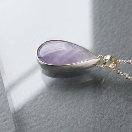Striped Amethyst Necklace/Pear Shaped