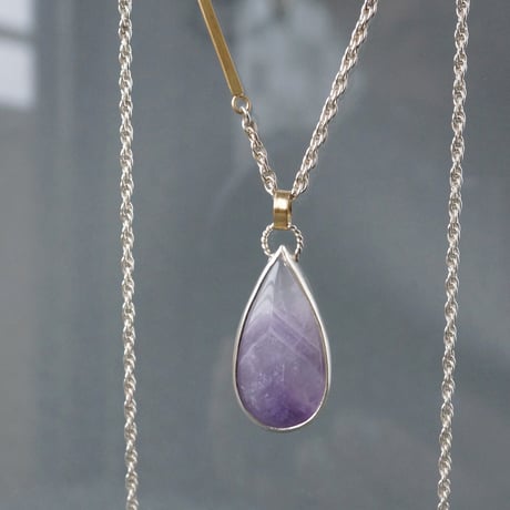 Striped Amethyst Necklace/Pear Shaped