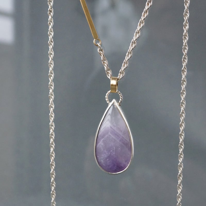 Striped Amethyst Necklace/Pear Shaped | jardim