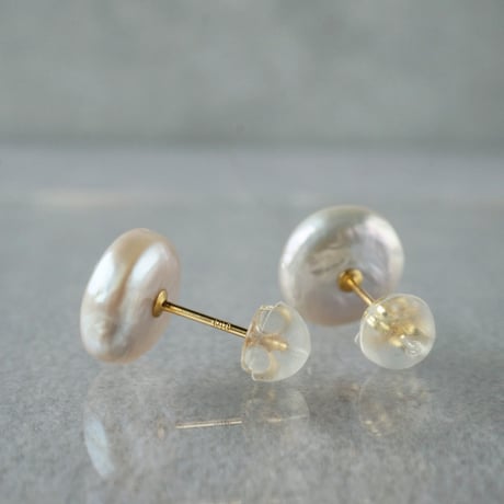 Freshwater Pearl Earrings/Coin■イヤリング対応あり■ *