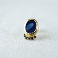 K18 Vintage tile earring/Deep blue/Black sapphire  ＊Single