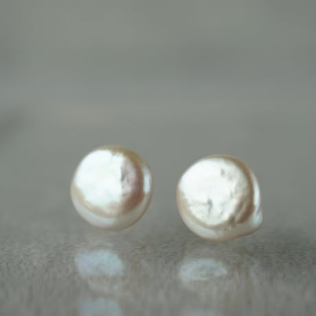 Freshwater Pearl Earrings/Coin■イヤリング対応あり■ *