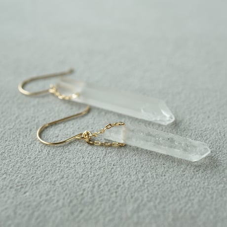 Quartz Earrings/Crystal ice pillar/Hook ■イヤリング対応あり■