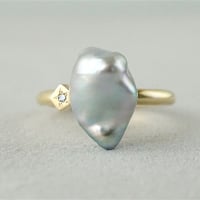 Tahitian Pearl Ring/Polygon/Diamond *