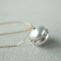 Tahitian pearl earring/Dots/Chain  ＊Single