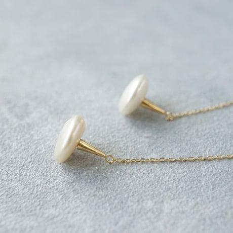 Freshwater Pearl Earring /Coin/Chain【Large】■イヤリング対応あり■ *
