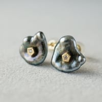 Tahitian Pearl Earrings/Polygon/Diamond ■イヤリング対応あり■