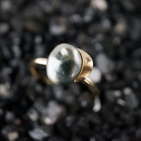 Tahitian Pearl Ring/Crescent/Diamond *