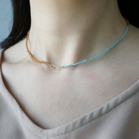Hessonite x Apatite Necklace / K10