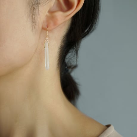 Quartz Earrings/Crystal ice pillar/Hook ■イヤリング対応あり■