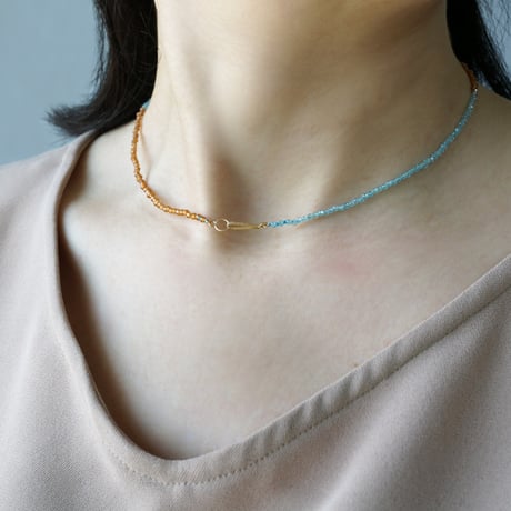 Hessonite x Apatite Necklace / K10