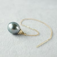 Tahitian pearl earring/Thorn/Ame_chain  ＊Single
