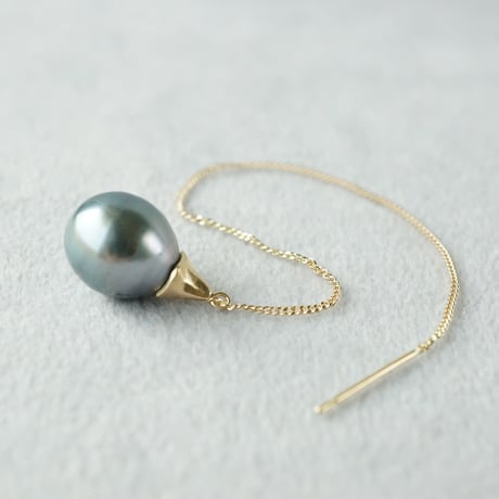 Tahitian pearl earring/Thorn/Ame_chain  ＊Single