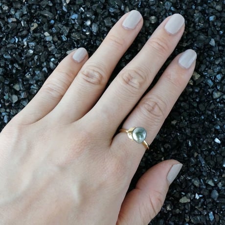 Tahitian Pearl Ring/Crescent/Diamond *