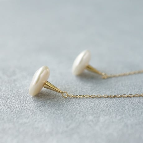 Freshwater Pearl Earring /Coin/Chain【Large】■イヤリング対応あり■ *