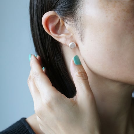 Freshwater Pearl Earrings/Coin■イヤリング対応あり■ *