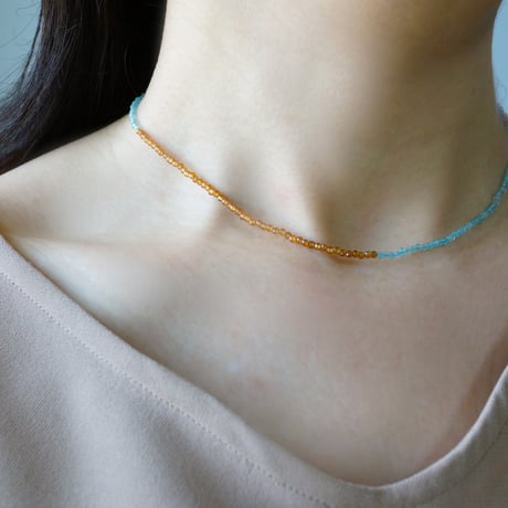 Hessonite x Apatite Necklace / K10